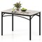 Metal Sintered Stone Dining Table with Marble Top and Rounded Corners